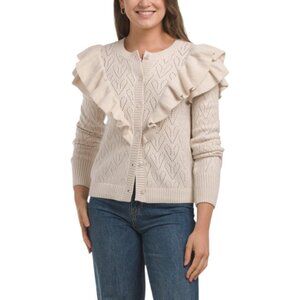 BAGATELLE COLLECTION Fem Ruffle Shoulder Cardigan